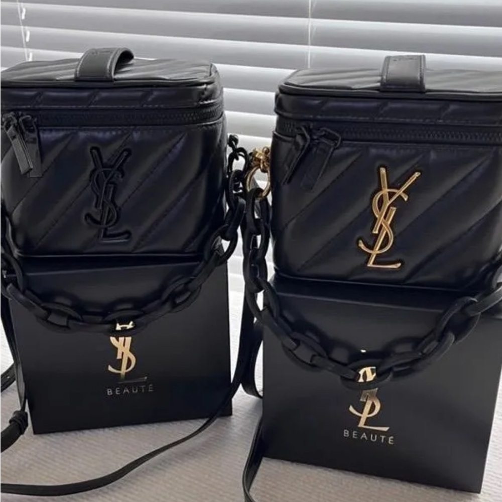 🎁 YSL GWP NOVELTY Black & Gold hard ware Quilted Vanity Crossbody Bag (BEAUTE) - Picture 10 of 11